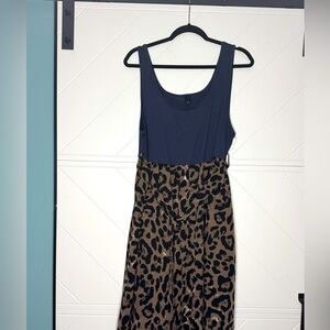 SHEIN Curve 3x blue and leopard tank dress with belt